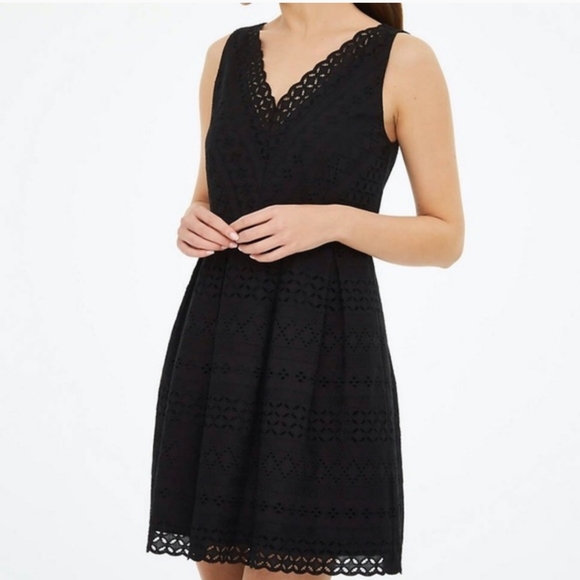 Ann Taylor Dresses & Skirts - Ann Taylor Loft Black Eyelet Dress Size 8